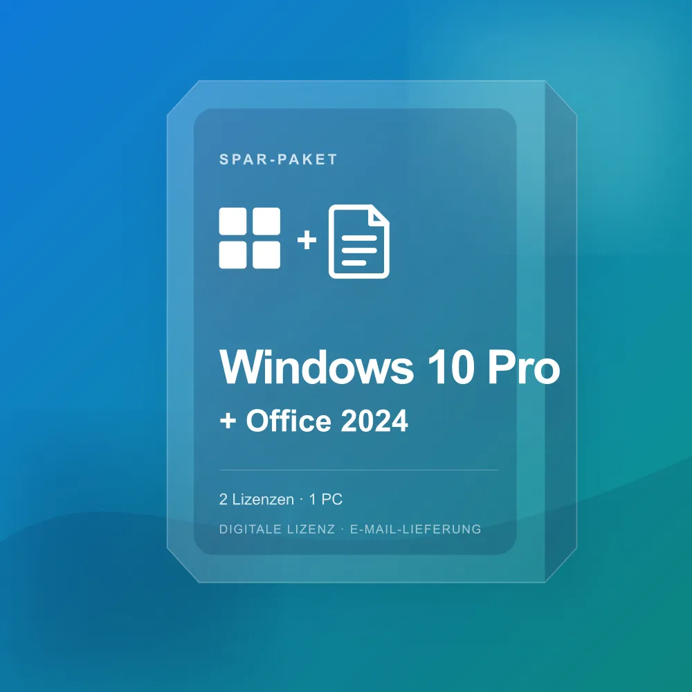 Digitale Lizenzkarte für das Spar-Paket Windows 10 Pro und Office 2024