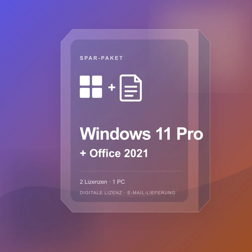 Digitale Lizenzkarte für das Spar-Paket Windows 11 Pro und Office 2021