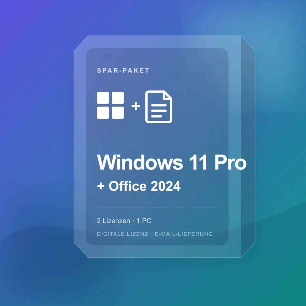 Digitale Lizenzkarte für das Spar-Paket Windows 11 Pro und Office 2024